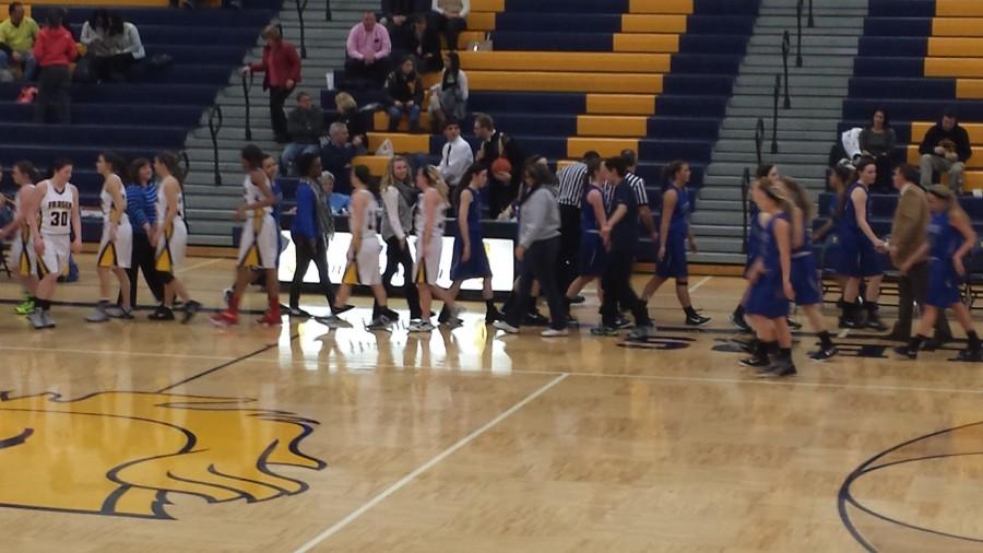 Both teams shake hands after Frasers 43-28 win February 10th.