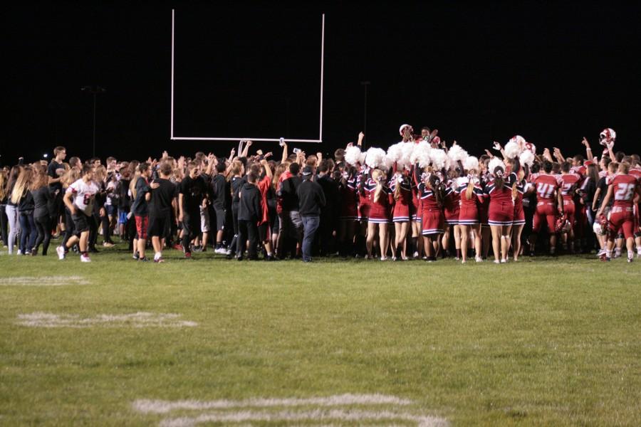 Anchor Bay celebrating their 39-0 victory over the Fraser Ramblers. 9/25/15.