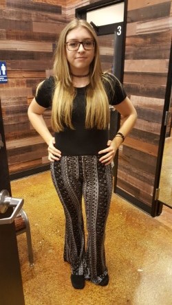This outfit is a cute combo that fits the dress code. The pants were found at Tillys and only cost $26.99.