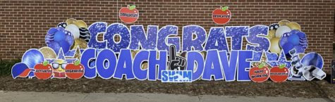 The Entrance to Frasers Varsity Swim Meet Decked Out for Coach Nowinskis Retirement Surprise