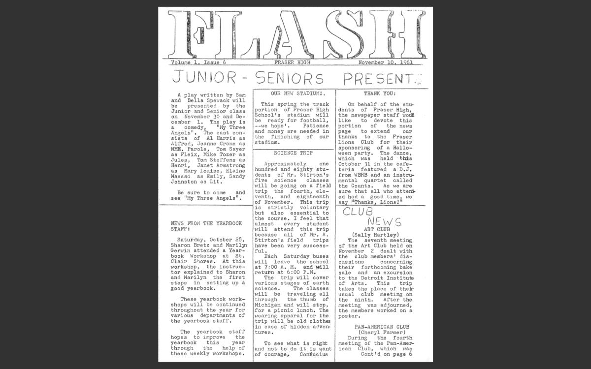 Front page of the flash November 1961