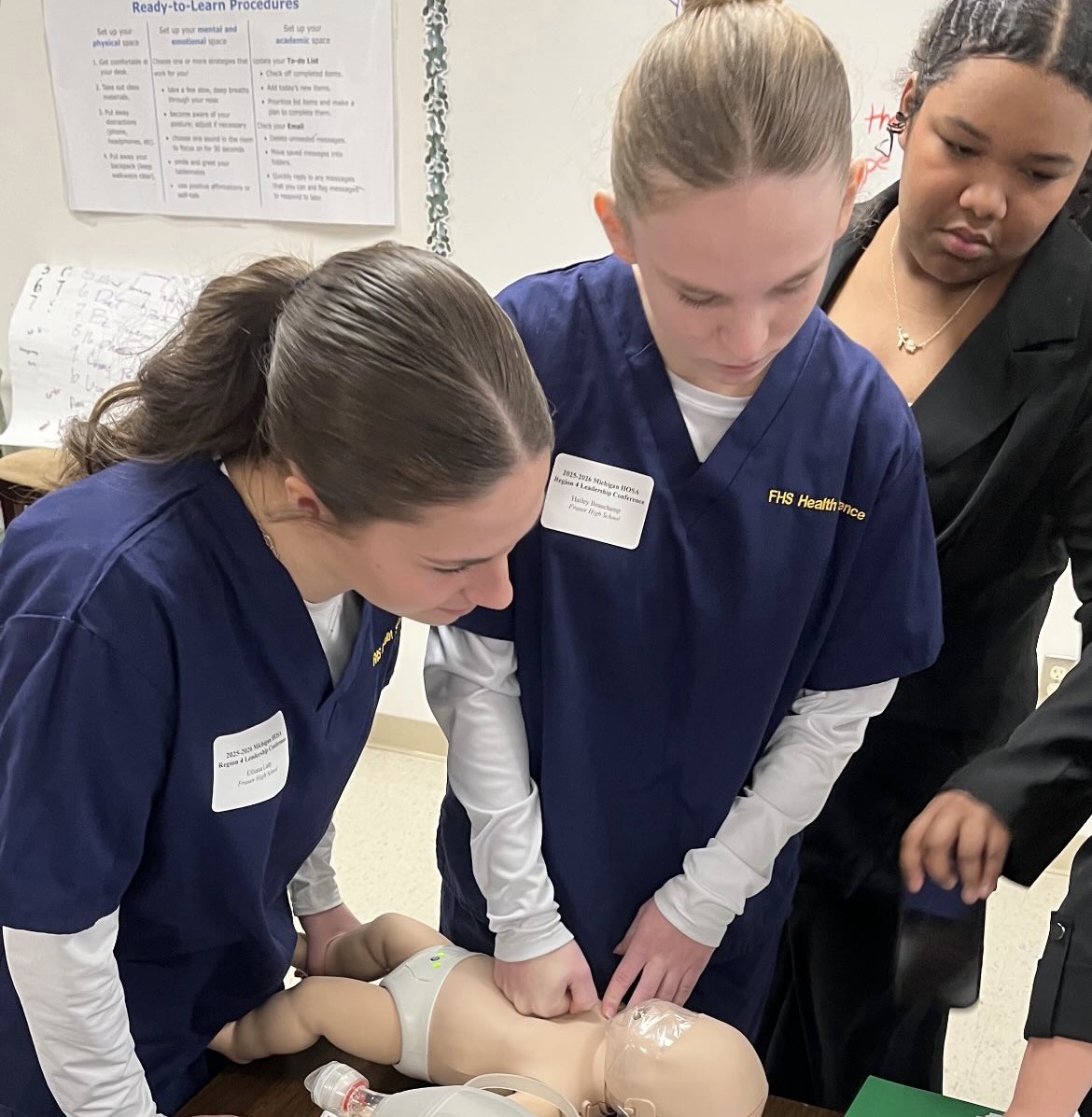 HOSA Students prepping for competition.