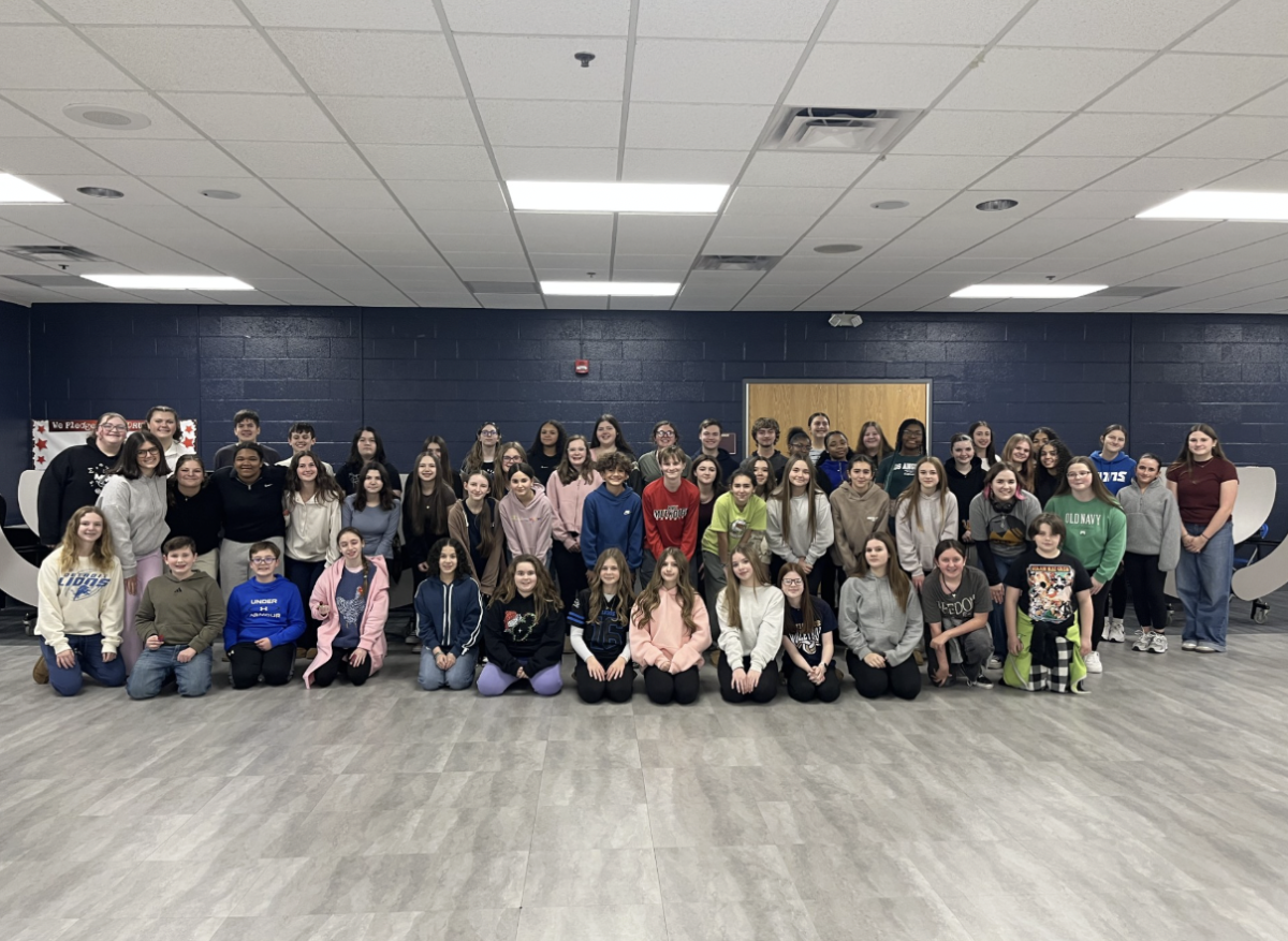 Fraser High School and Richards Middle School student councils together at the January Little Leaders Meeting.